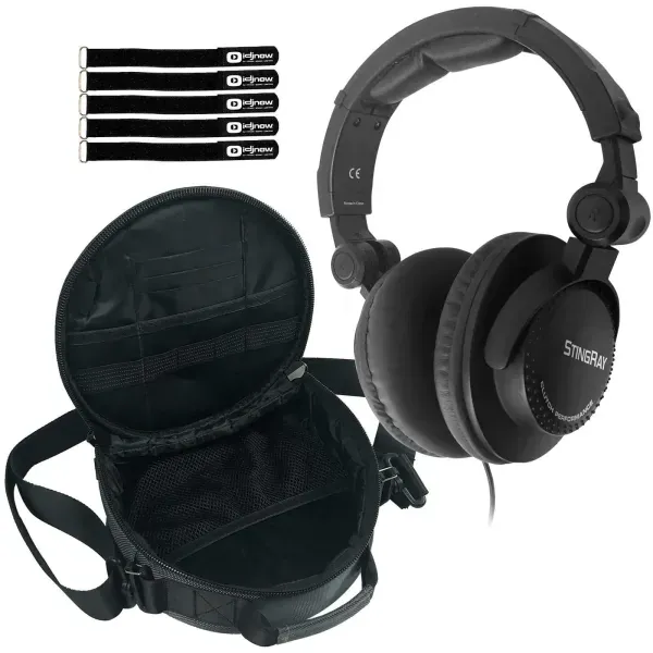 Stingray High Def Closed-Back Adjustable DJ Studio Headphones Black w Carry Case