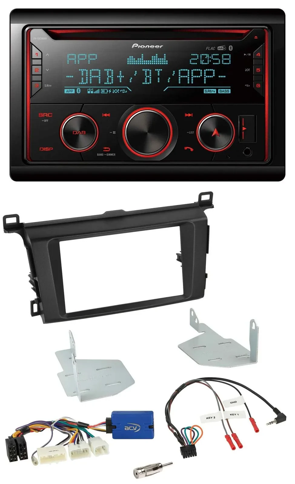 Автомагнитола Pioneer 2DIN DAB, Bluetooth, USB, CD для Toyota RAV4 (с 2013), совместимая с управлением на руле