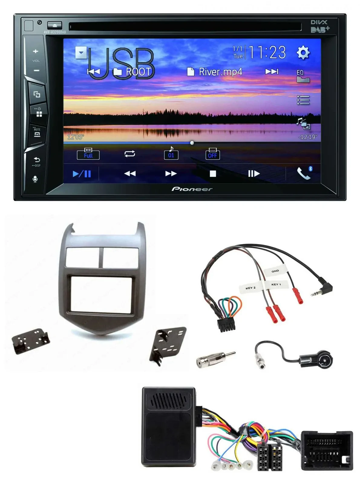 Pioneer Bluetooth 2DIN USB DVD DAB Lenkrad Autoradio für Chevrolet Aveo ab 11 du