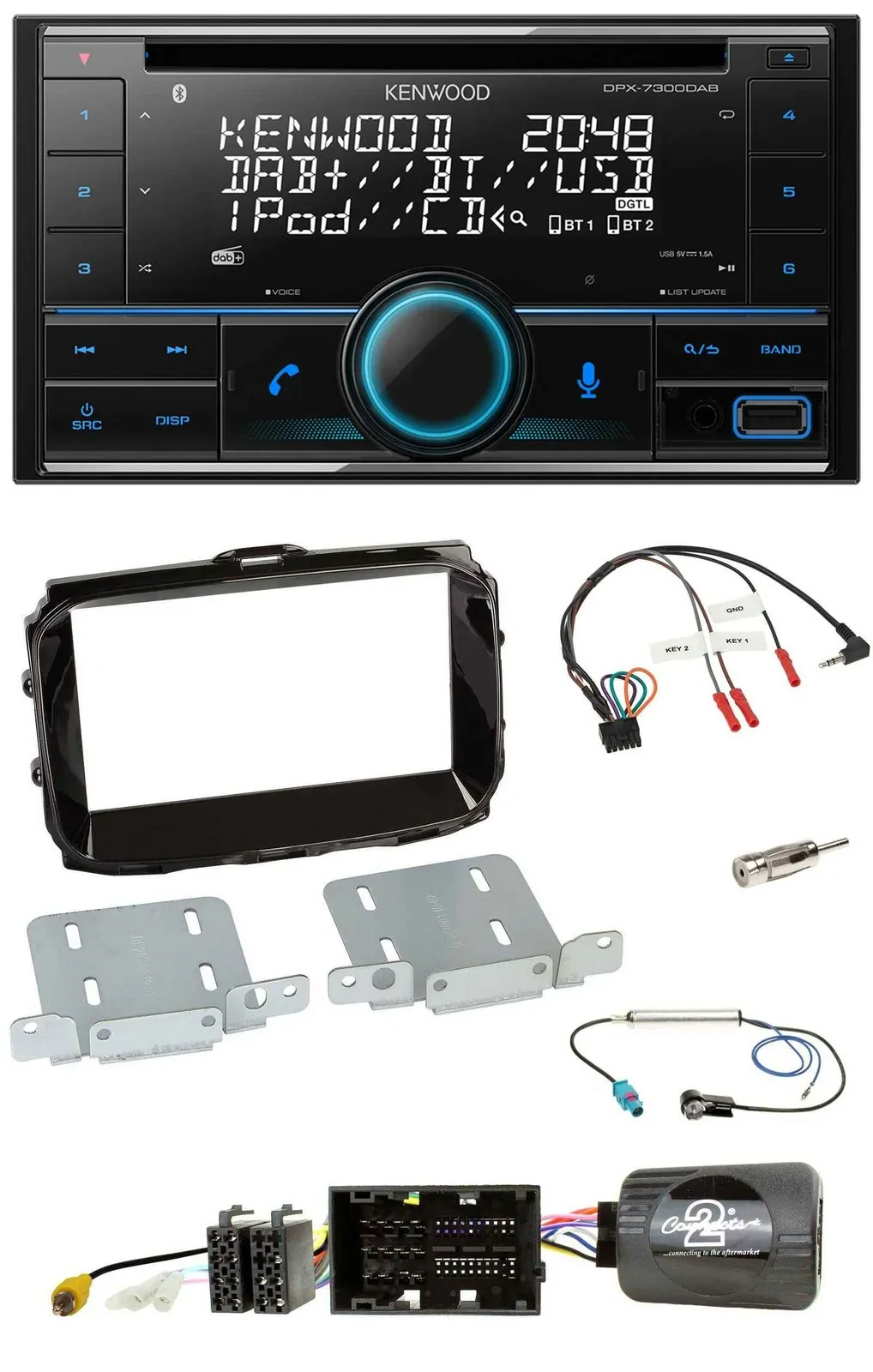 Автомагнитола Kenwood 2 DIN, CD, DAB, USB, Bluetooth для Alfa Romeo Giulietta 2014–2021