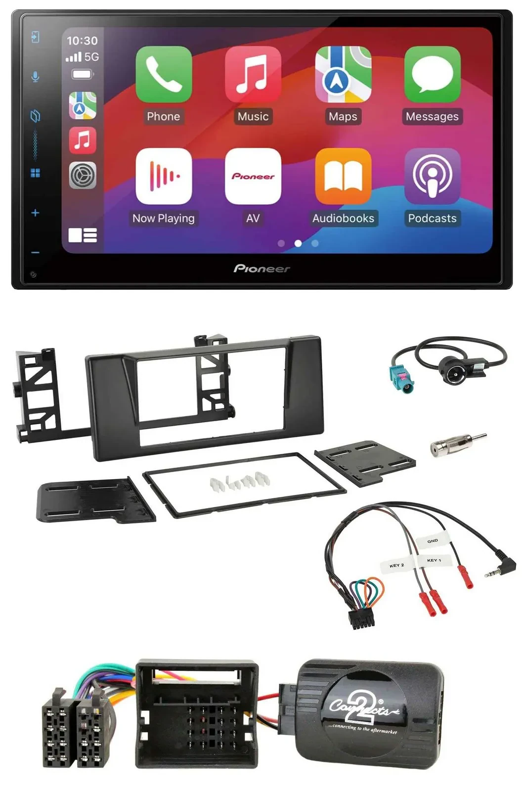 Автомагнитола Pioneer 2DIN, DAB, USB, Bluetooth для BMW 5 Series E39 (2001–2004), активная система