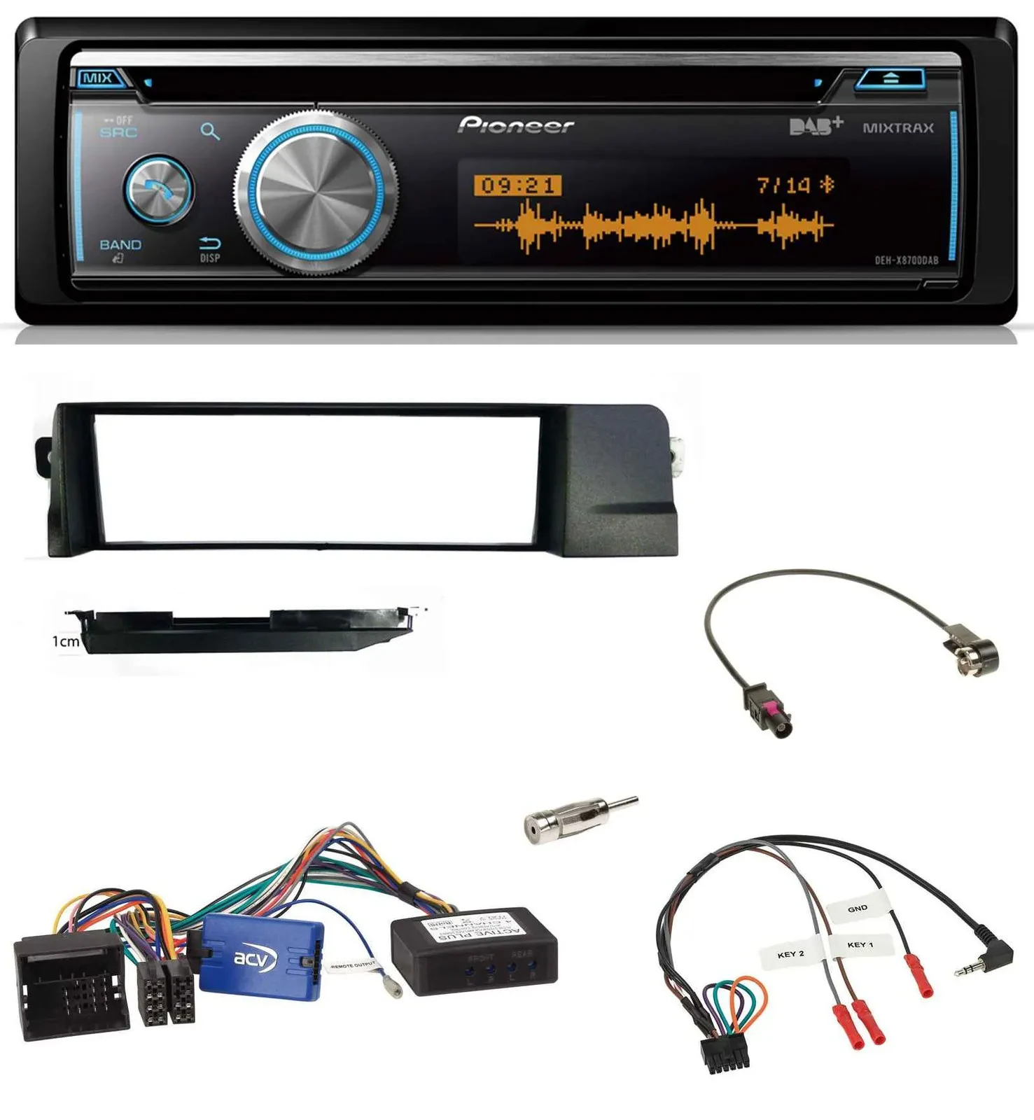 Pioneer Lenkrad DAB USB CD Bluetooth Autoradio für BMW 3er 01-07 E46 schwarz HQ