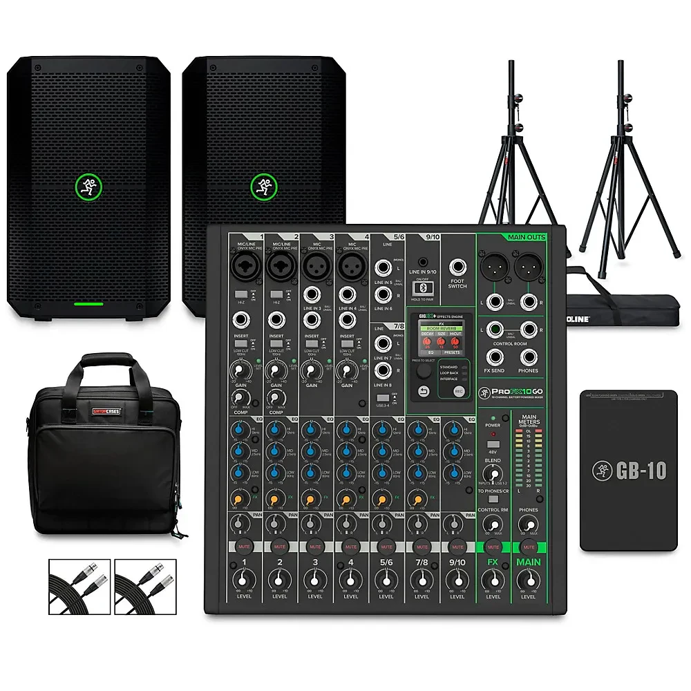 Mackie ProFX10GO Battery Mixer W/ Thump GO Speakers, Extra Battery,Accessories