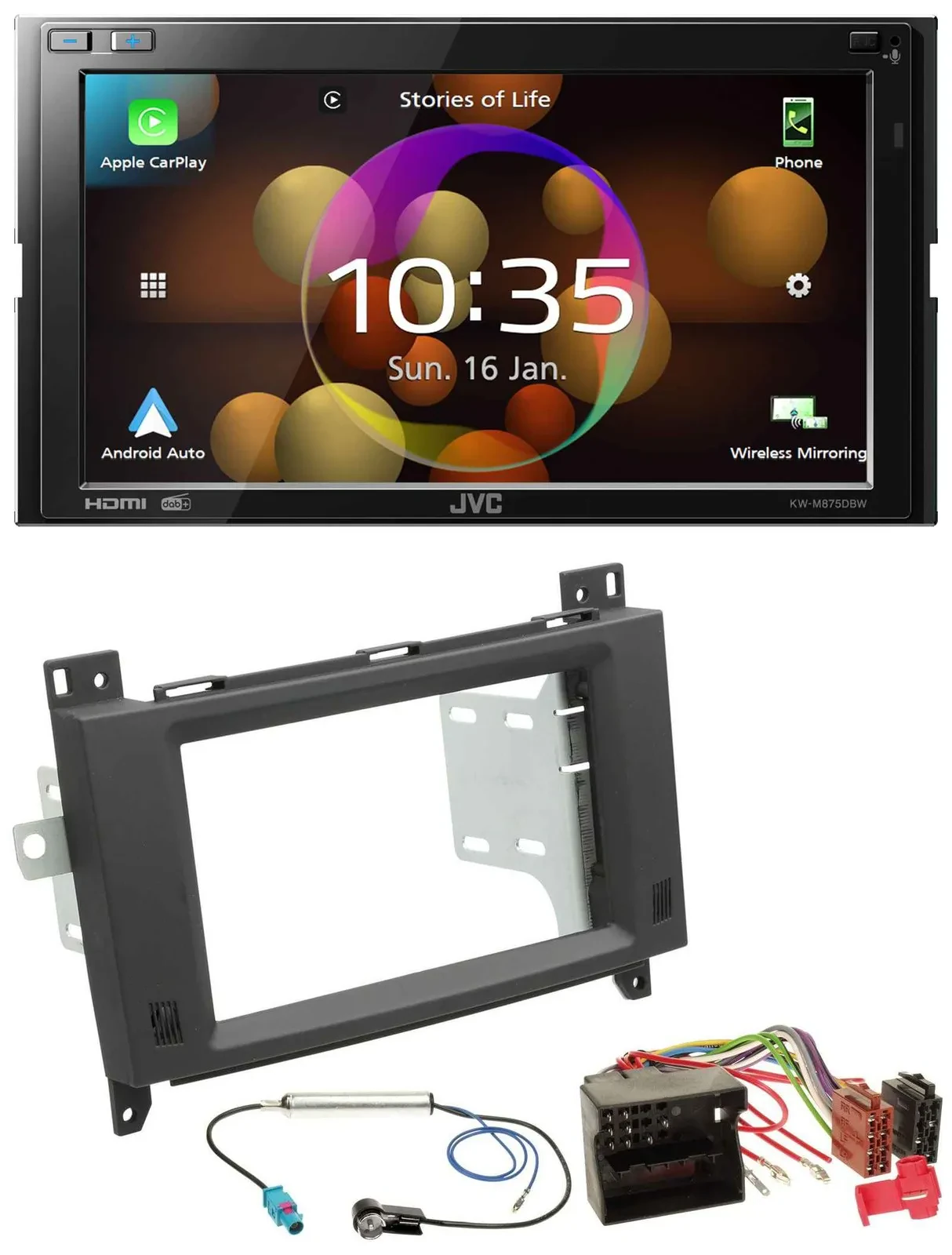 JVC DAB MP3 2DIN Bluetooth USB Autoradio für Mercedes Vito Viano 06-14 Rubbertou