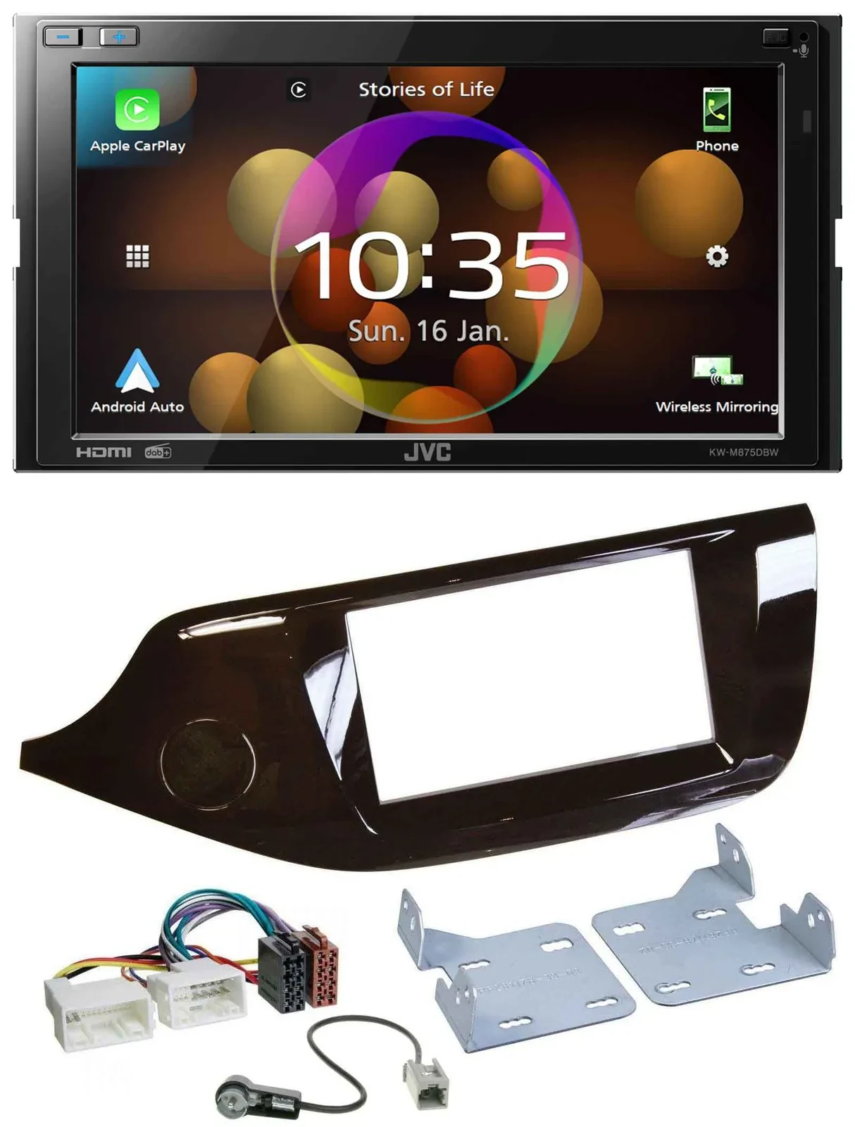 JVC DAB MP3 2DIN Bluetooth USB Autoradio für Kia Ceed ab 12 glänzend