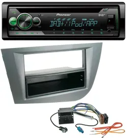 Pioneer USB MP3 DAB AUX CD Autoradio für Seat Leon ab 05 dunkelgrau metallic
