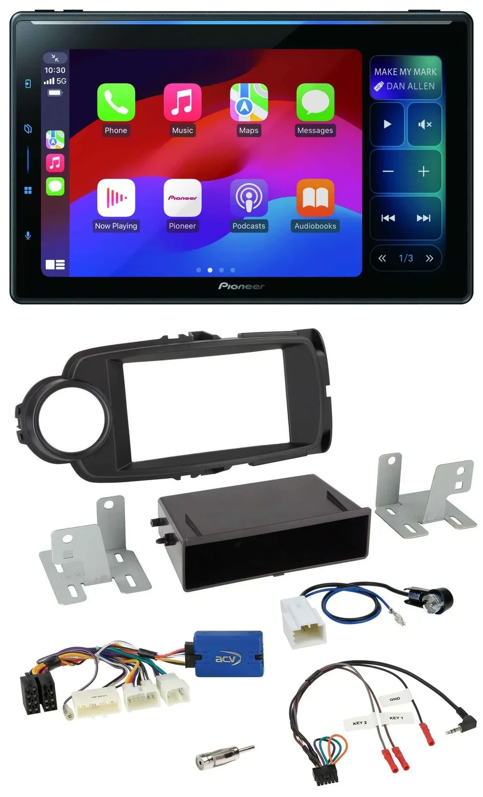 Pioneer Bluetooth DAB Lenkrad USB Autoradio für Toyota Yaris ab 2014 schwarz 28-