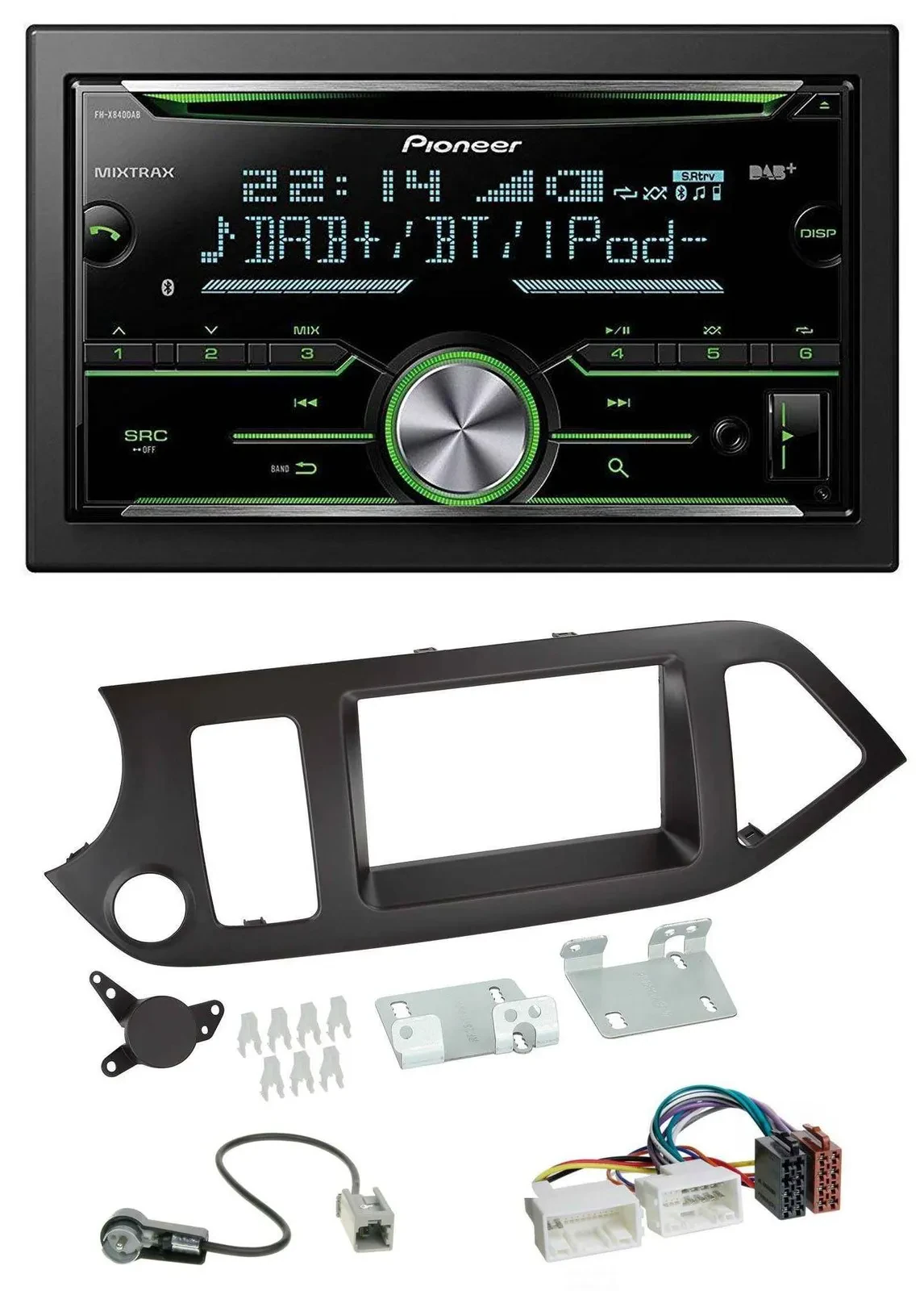 Pioneer Bluetooth MP3 DAB 2DIN USB CD Autoradio für Kia Picanto ab 11 ohne Start