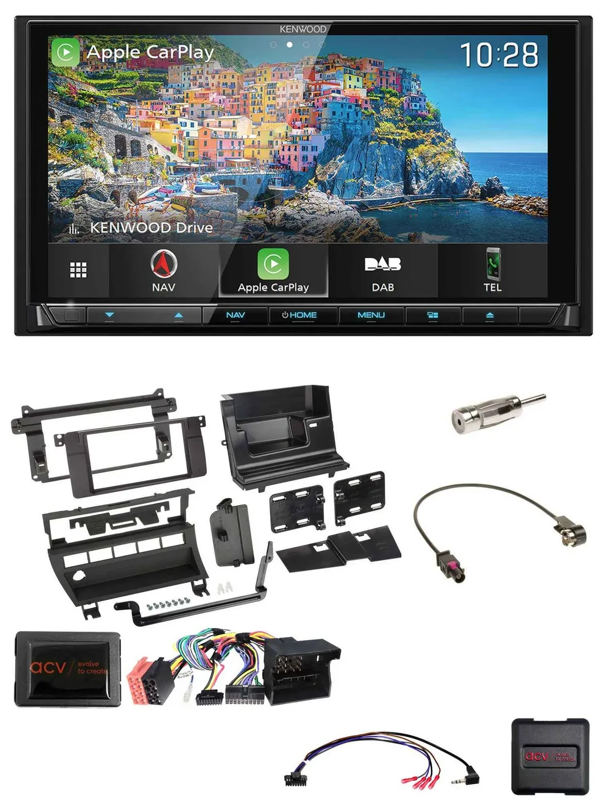 Автомагнитола Kenwood 2DIN Bluetooth USB Navigation DAB TMC для BMW 3 Series E46 (2002–2006) с поддержкой управления на руле