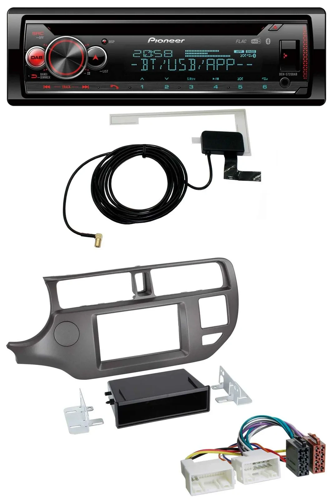 Автомагнитола Pioneer DAB, CD, MP3, USB, Bluetooth для Kia Rio UB (2011–2014), антрацит