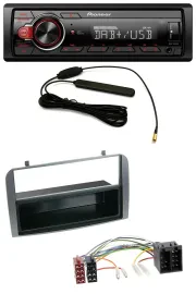 Автомагнитола Pioneer MP3 DAB 1-DIN AUX USB для Alfa Romeo 147/GT, антрацит, с карманом