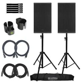 RCF NX-915A 15" 2100 Watt 2-Way Powered Active DJ PA Speakers Pair w Stands