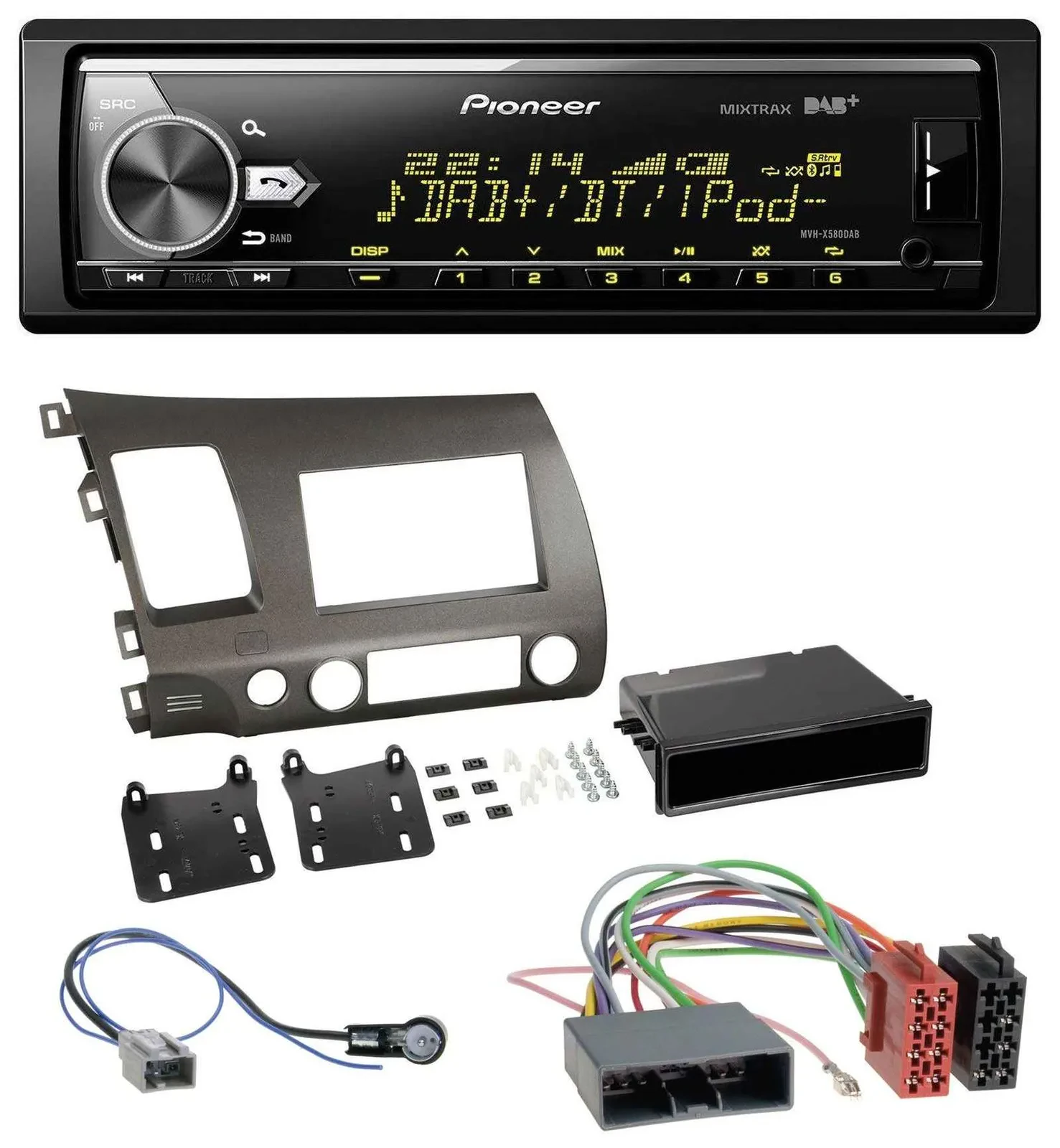 Автомагнитола для Honda Civic Hybrid FD3 (2006–2010) Pioneer Bluetooth, USB, DAB, MP3 антрацит