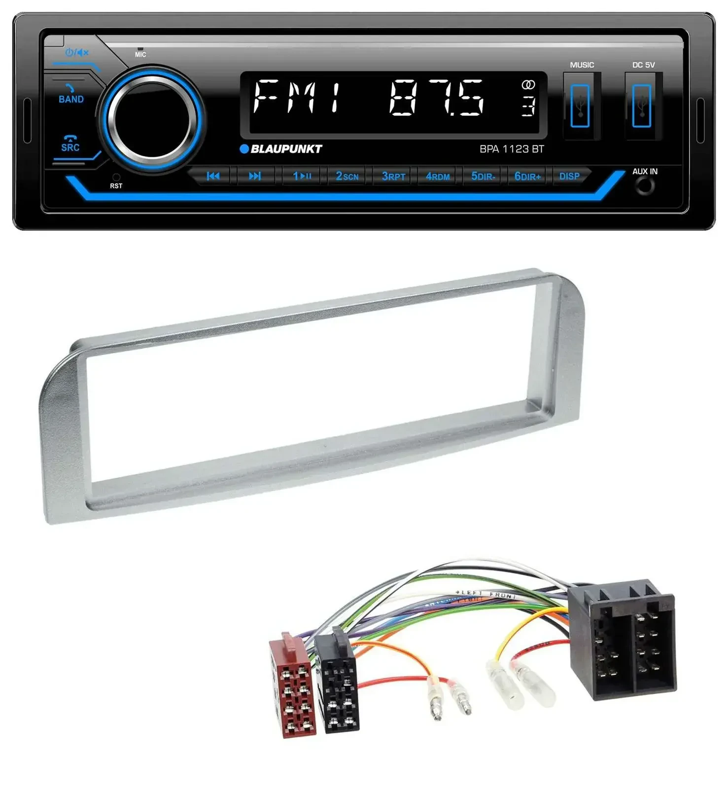 Blaupunkt MP3 Bluetooth USB AUX Autoradio für Alfa Romeo 147, GT - silbergrau