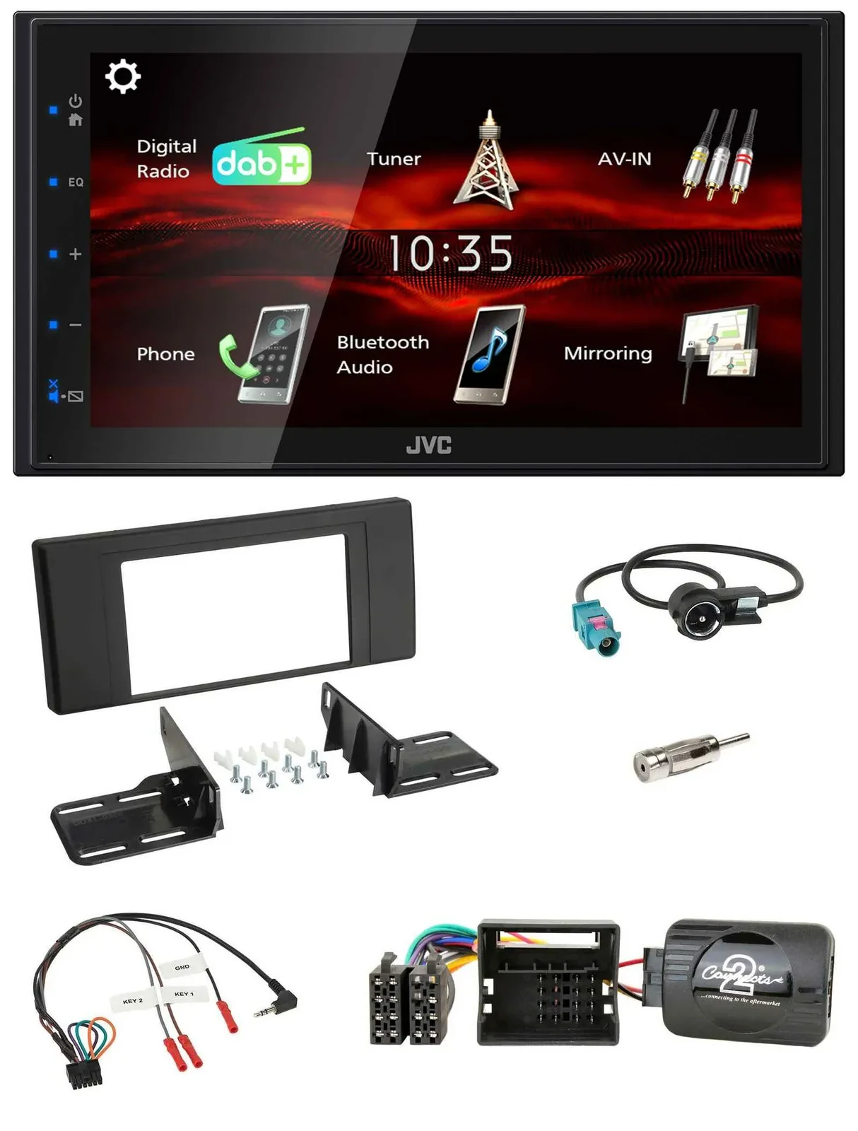 JVC USB Bluetooth Lenkrad DAB 2DIN Autoradio für BMW X5 E53 2000-2006