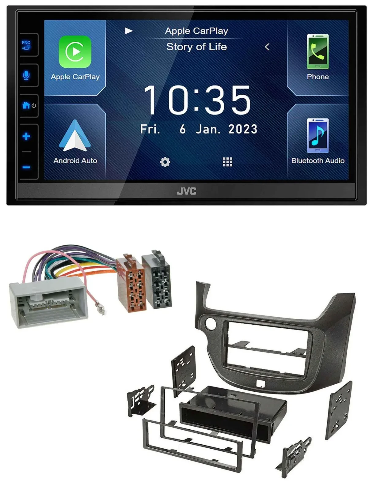 JVC DAB Bluetooth MP3 USB 2DIN Autoradio für Honda Jazz ab 09 dunkelgrau