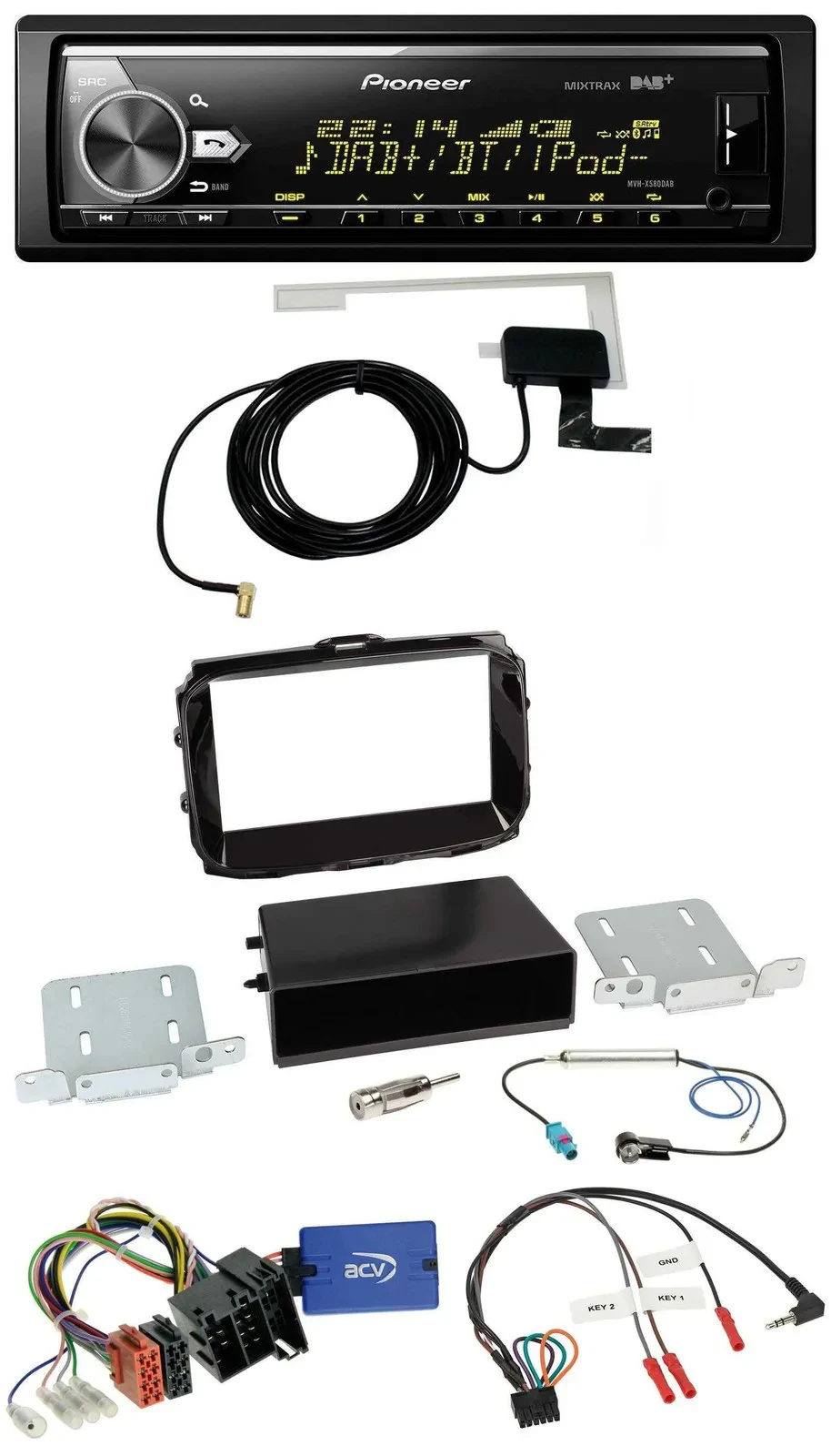 Автомагнитола для Alfa Romeo Giulietta (2013–2021) Pioneer Bluetooth, DAB, USB, поддержка управления с руля