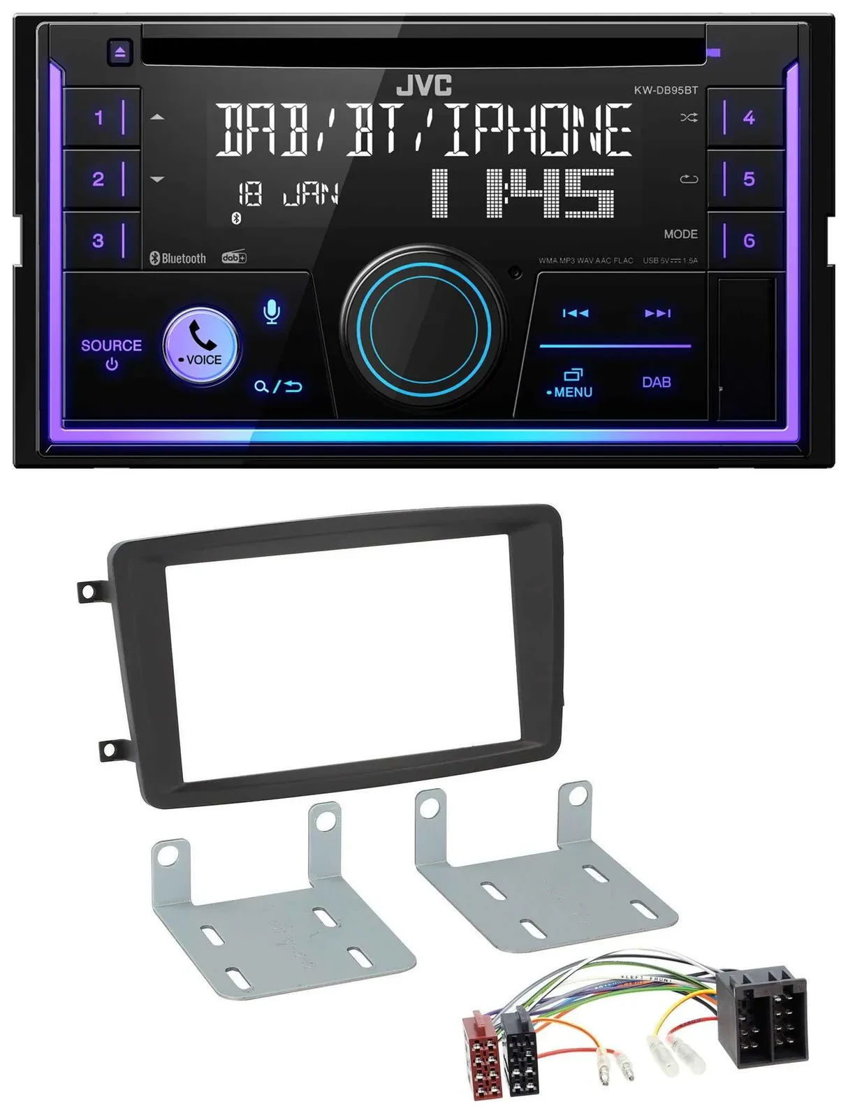 JVC MP3 USB 2DIN DAB Bluetooth CD Autoradio für Mercedes C-Klasse CLK Viano Vito
