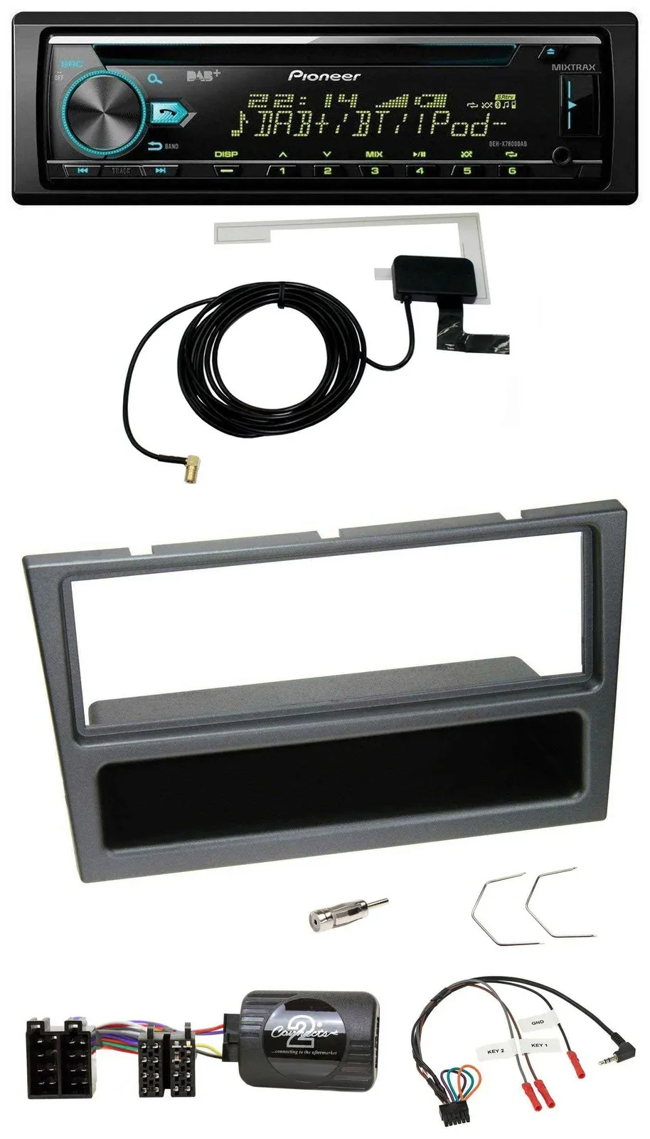 Pioneer MP3 Lenkrad CD USB DAB Autoradio für Opel Corsa C 2000-04 charcoal