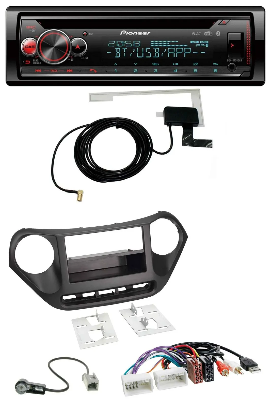 Pioneer DAB CD MP3 USB Bluetooth Autoradio für Hyundai i10 (ab 2013) AUX USB