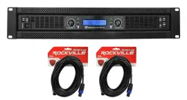 Rockville RPA14 7000w Peak 2000w RMS 2 Channel Power Amplifier Pro/DJ Amp+Cables