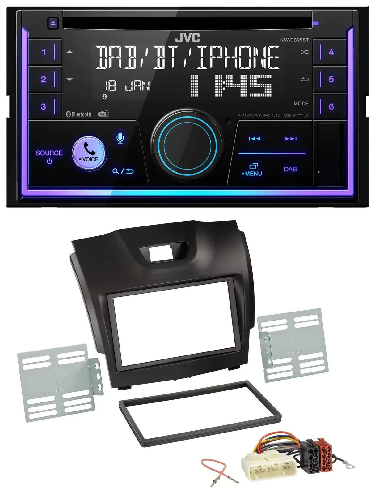 JVC MP3 USB 2DIN DAB Bluetooth CD Autoradio für Isuzu D-Max ab 2012 dunkelgrau
