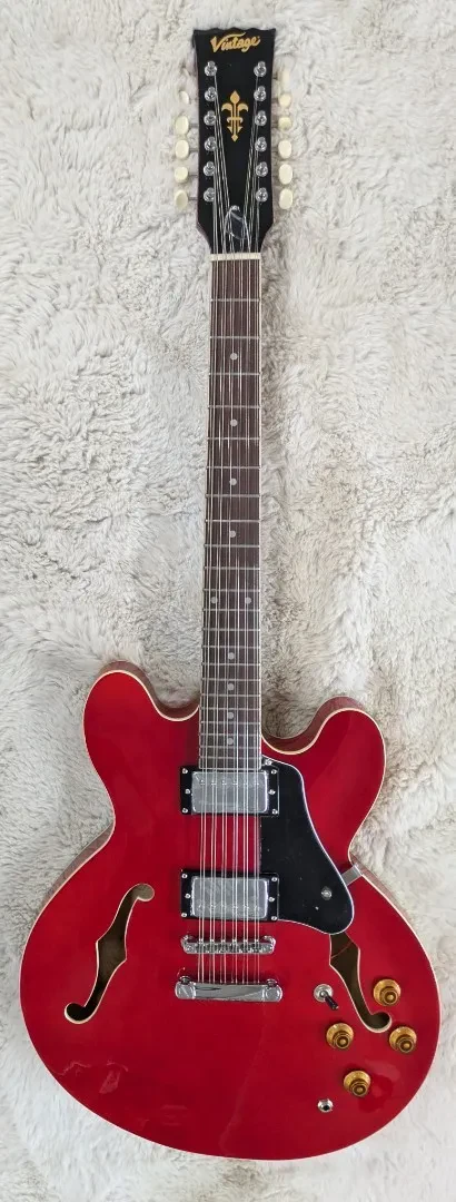 Vintage VSA500 ReIssued 12 String Electric Guitar ~ Cherry Red - B-Stock
