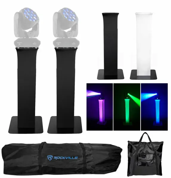 (2) Totem Stands+Black+White Scrims For (2) Chauvet Maverick Mk 2 Wash Lights