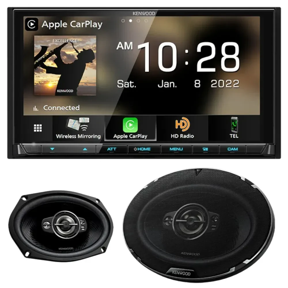 Автомагнитола Kenwood DMX958XR 6.8" с 6x9" коаксиальными автомобильными динамиками (набор)