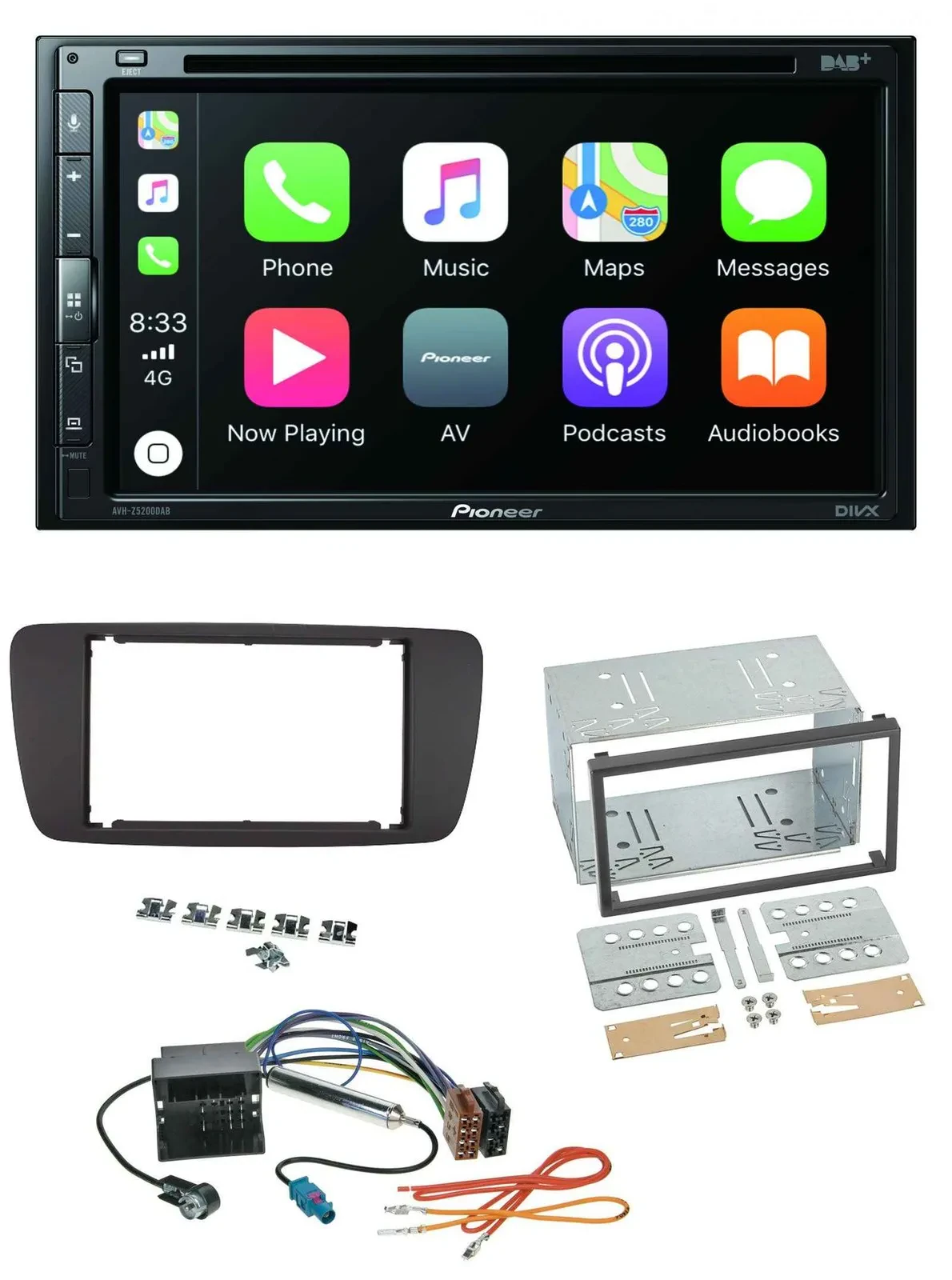 Pioneer DVD 2DIN MP3 DAB Bluetooth USB Autoradio für Seat Ibiza ab 08 azabachesc