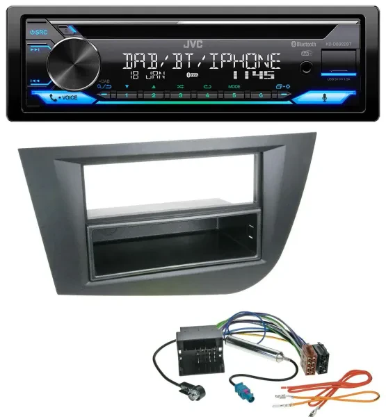 JVC Bluetooth MP3 USB DAB CD Autoradio für Seat Leon (ab 05) - schwarz