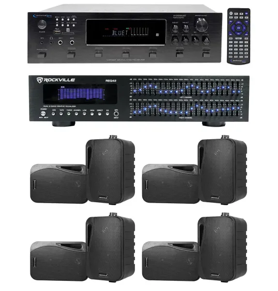 Technical Pro 6000w (6) Zone, Home Theater Bluetooth Receiver+(8) 4" Speakers+EQ