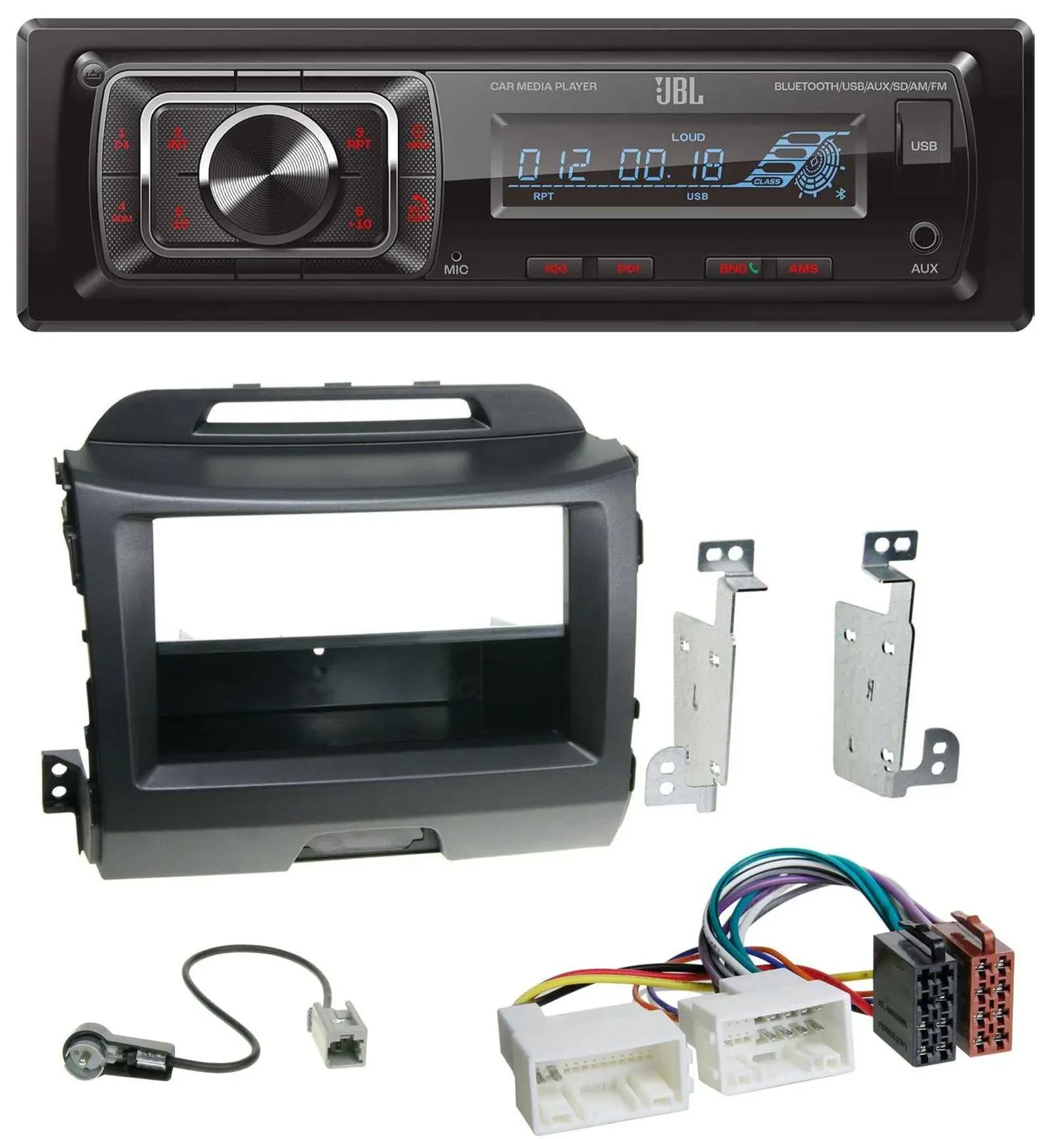 JBL SD AUX MP3 USB Bluetooth Autoradio für Kia Sportage 3 SL 10-15 schwarz
