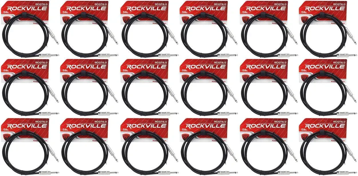 Инструментальный кабель Rockville RCGT6.0B Black 1.8 м (18 штук)