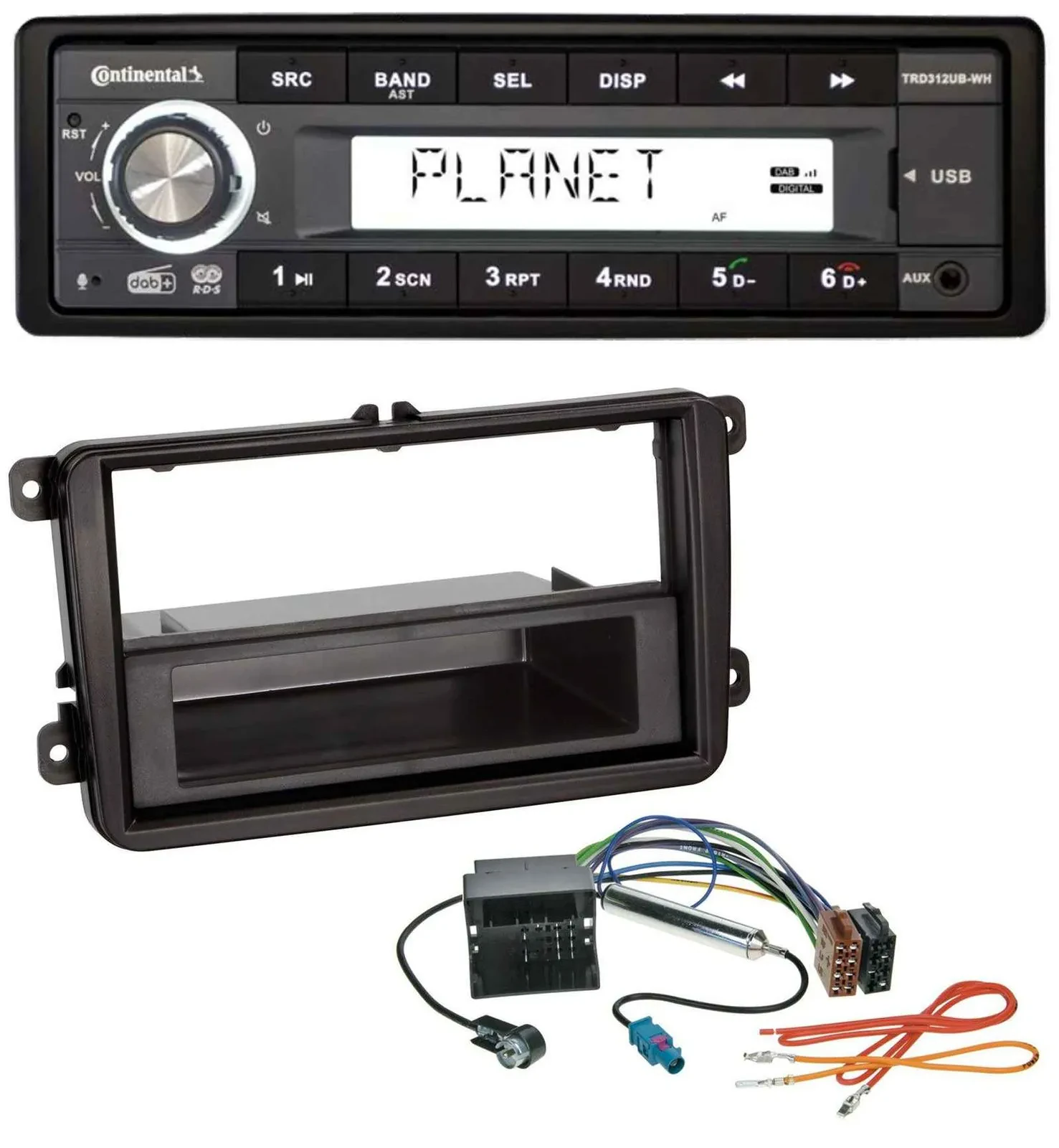 Continental USB 1DIN AUX DAB MP3 Autoradio für VW Amarok, Beetle, EOS (ab 06)