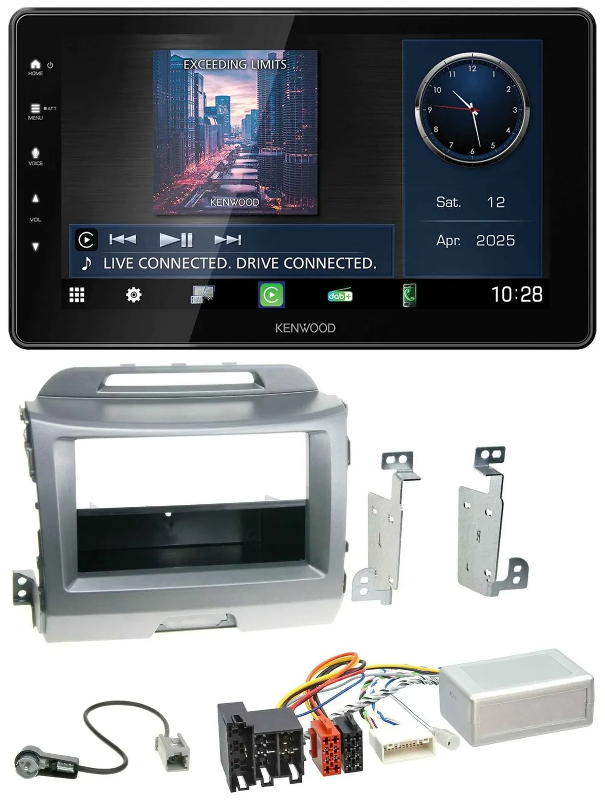 Автомагнитола для Kia Sportage 3 (2010–2015) Kenwood Bluetooth, USB, DAB, навигация, серебристая