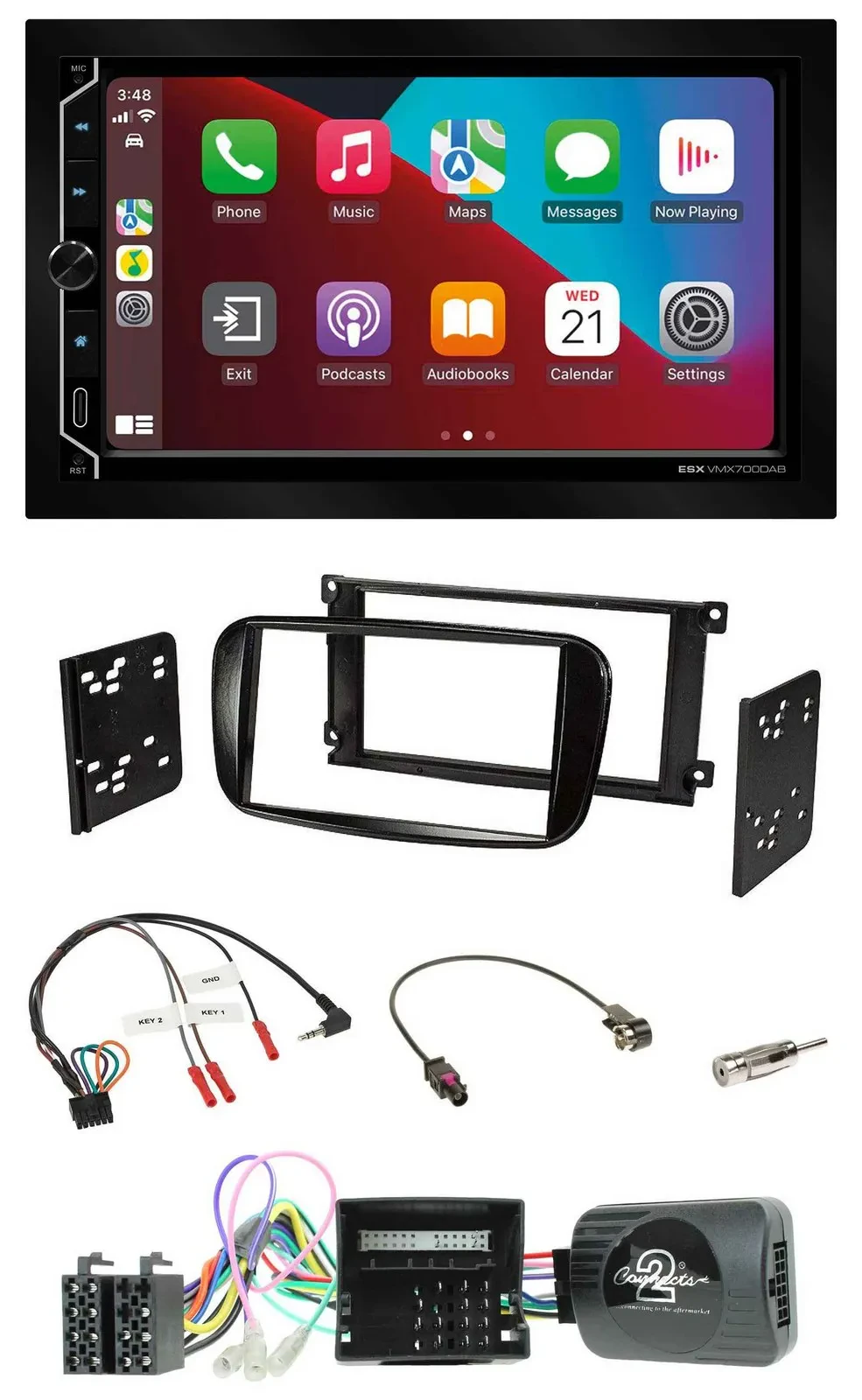 ESX 2DIN DAB USB Lenkrad Bluetooth Autoradio für Ford Mondeo S-Max glänzend schw