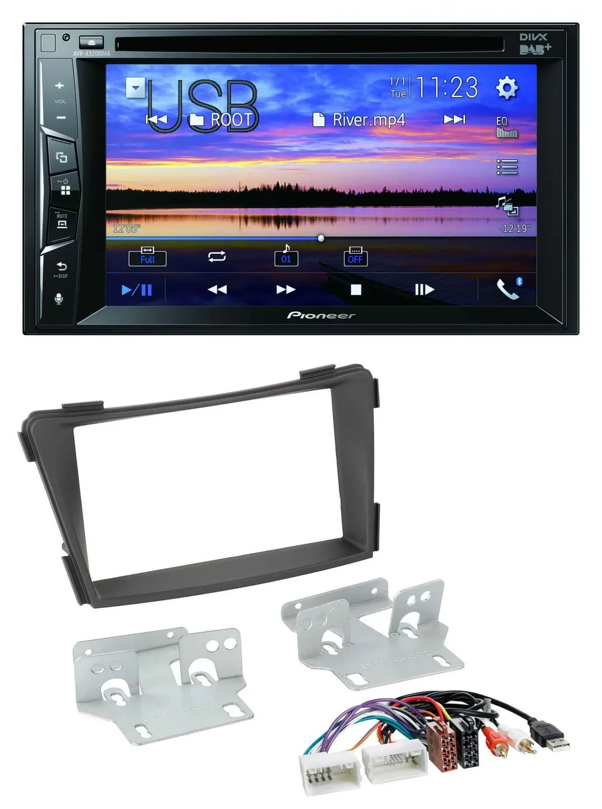 Pioneer Bluetooth 2DIN USB DVD DAB MP3 Autoradio für Hyundai i40 ab 2011 VF schw