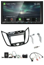 Kenwood Bluetooth USB 2DIN Lenkrad TMC DAB Navigation für Ford C-Max Kuga Klavie