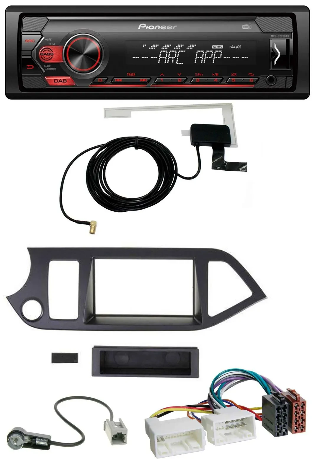 Автомагнитола для Kia Picanto (с 2011, Start-Stop) Pioneer 1 DIN, USB, DAB, MP3, AUX