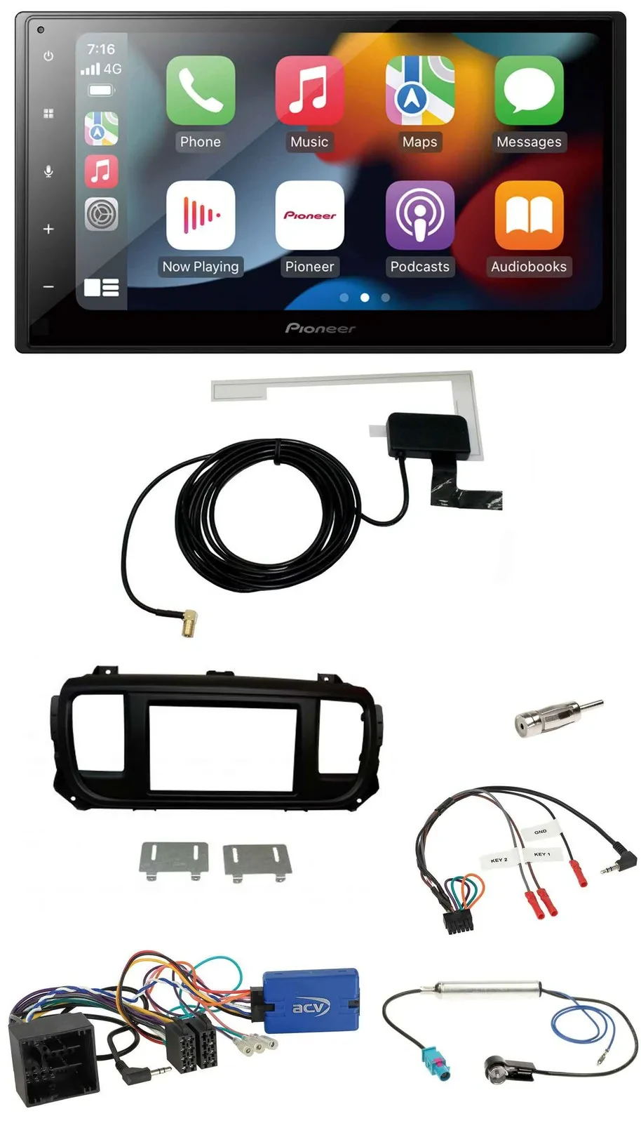 Pioneer Lenkrad USB Bluetooth DAB 2DIN Autoradio für Citroen Spacetourer Jumpy o