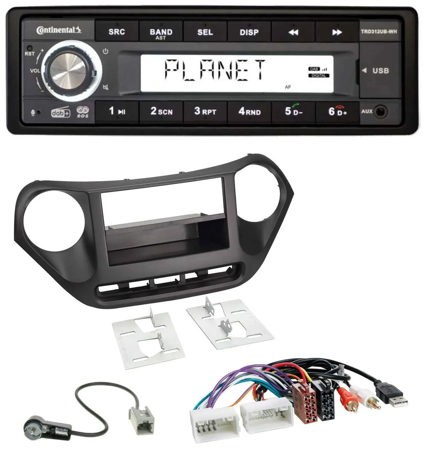Автомагнитола для Hyundai i10 (с 2013) Continental 1-DIN, DAB, MP3, USB, AUX