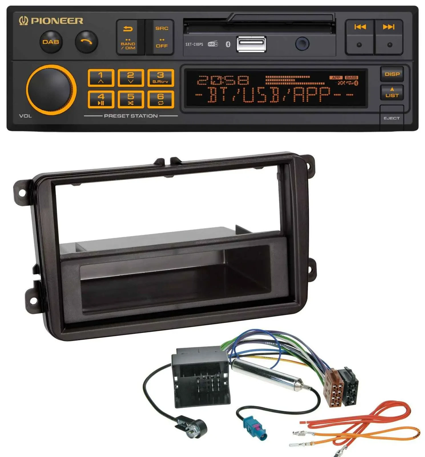 Pioneer DAB MP3 USB Bluetooth Autoradio für VW Sharan ab 10 Tiguan ab 07 Touran
