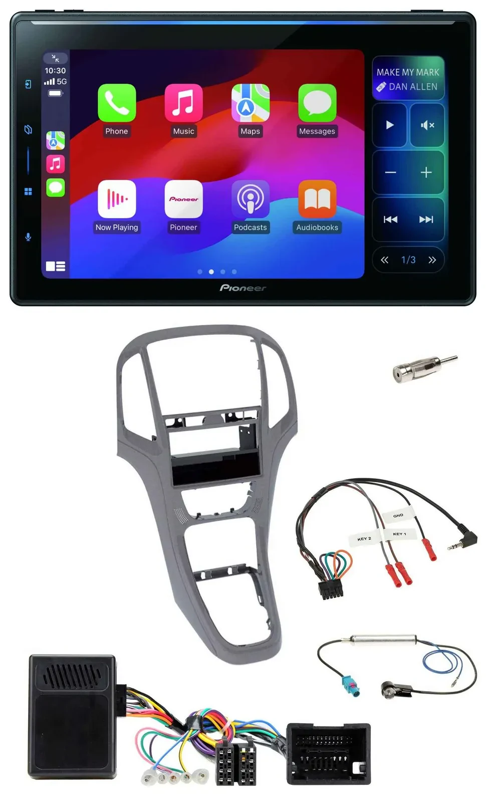 Pioneer Bluetooth DAB Lenkrad USB Autoradio für Opel Astra J ab 2009 Titan grau