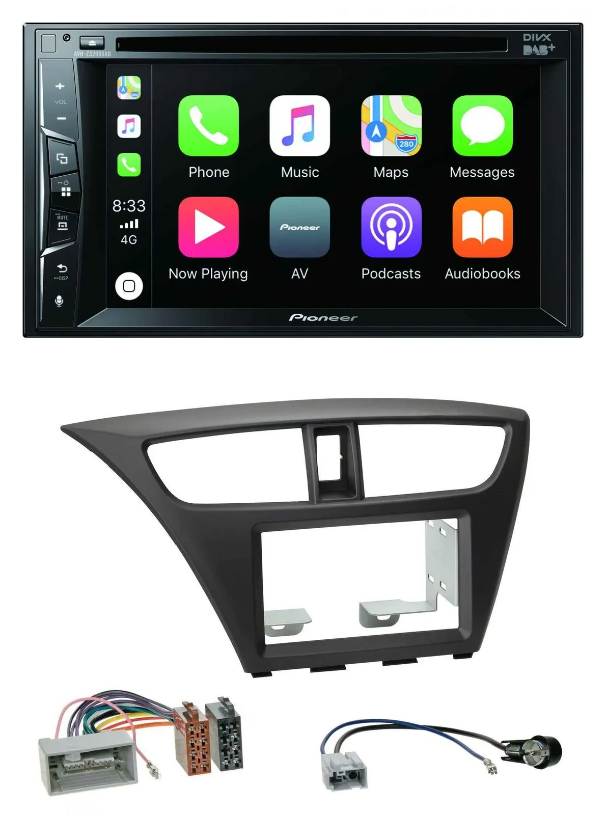 Автомагнитола Pioneer 2-DIN Bluetooth, USB, DVD, DAB для Honda Civic Hatchback (с 2012)