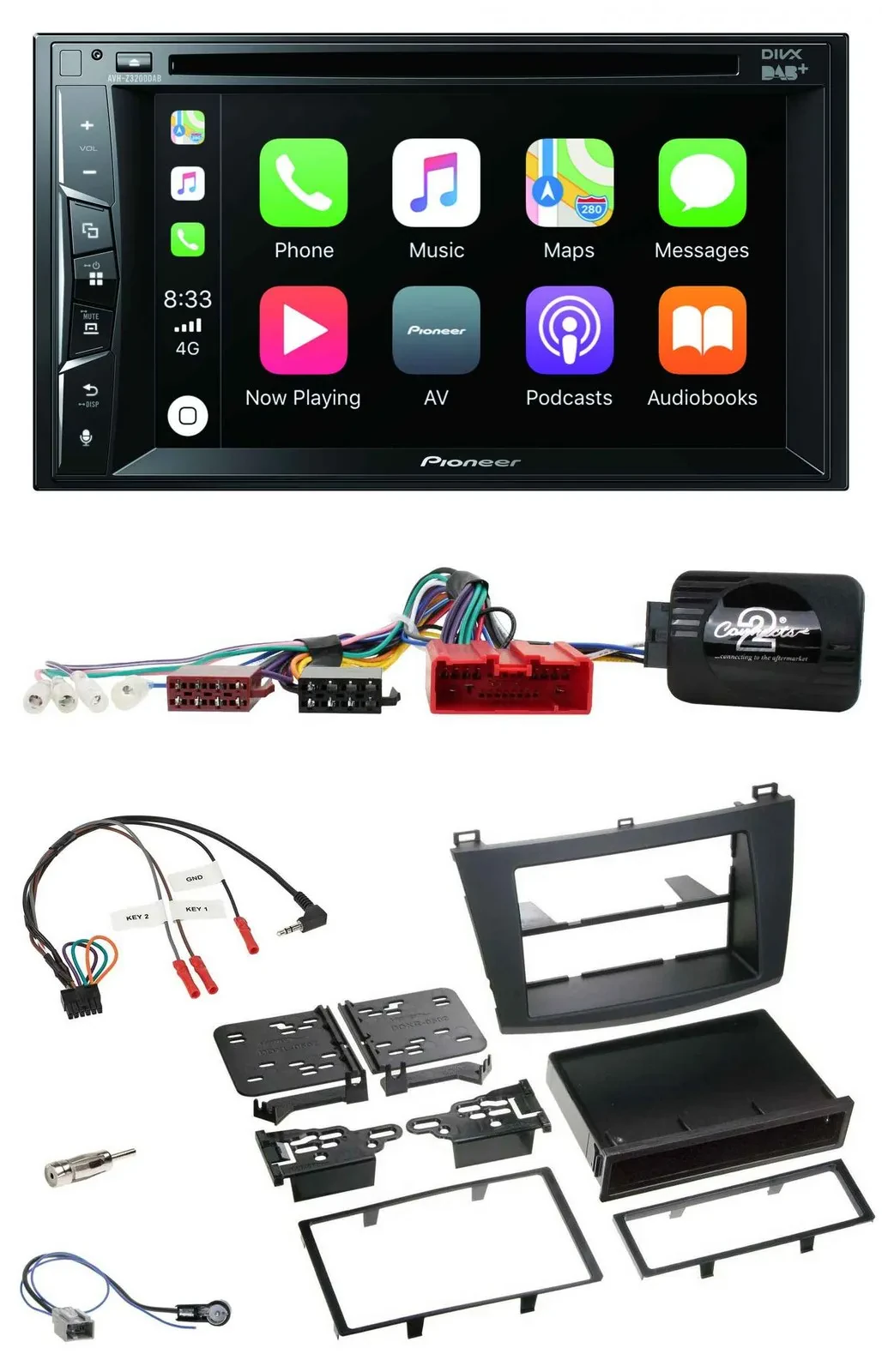 Pioneer Lenkrad USB DVD Bluetooth DAB 2DIN Autoradio für Mazda 3 09-13 Can-Bus