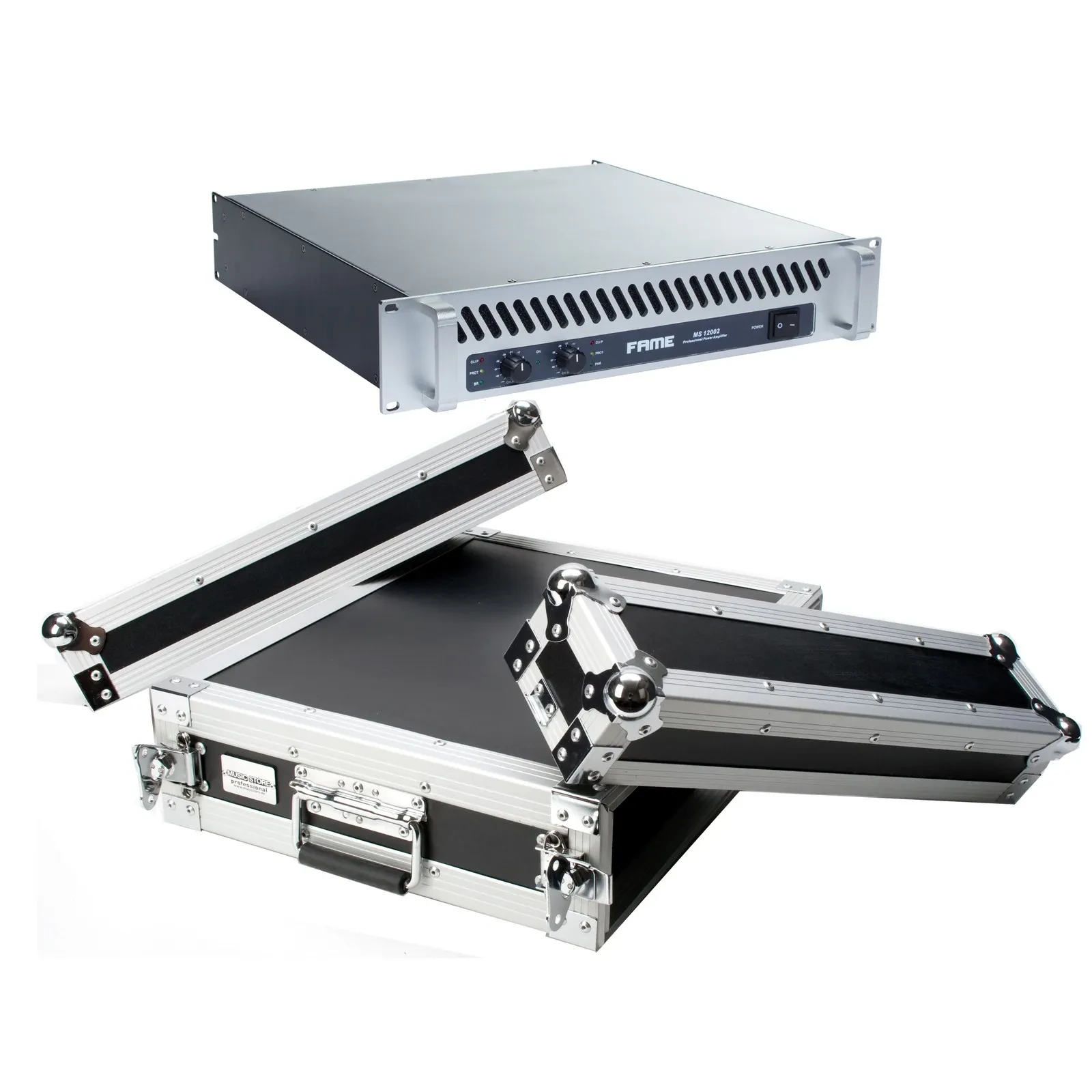 Audio MS 12002 2-Kanal Endstufe Set 2240W 4 Ohm 19" Rack Case Lüftergekühlt