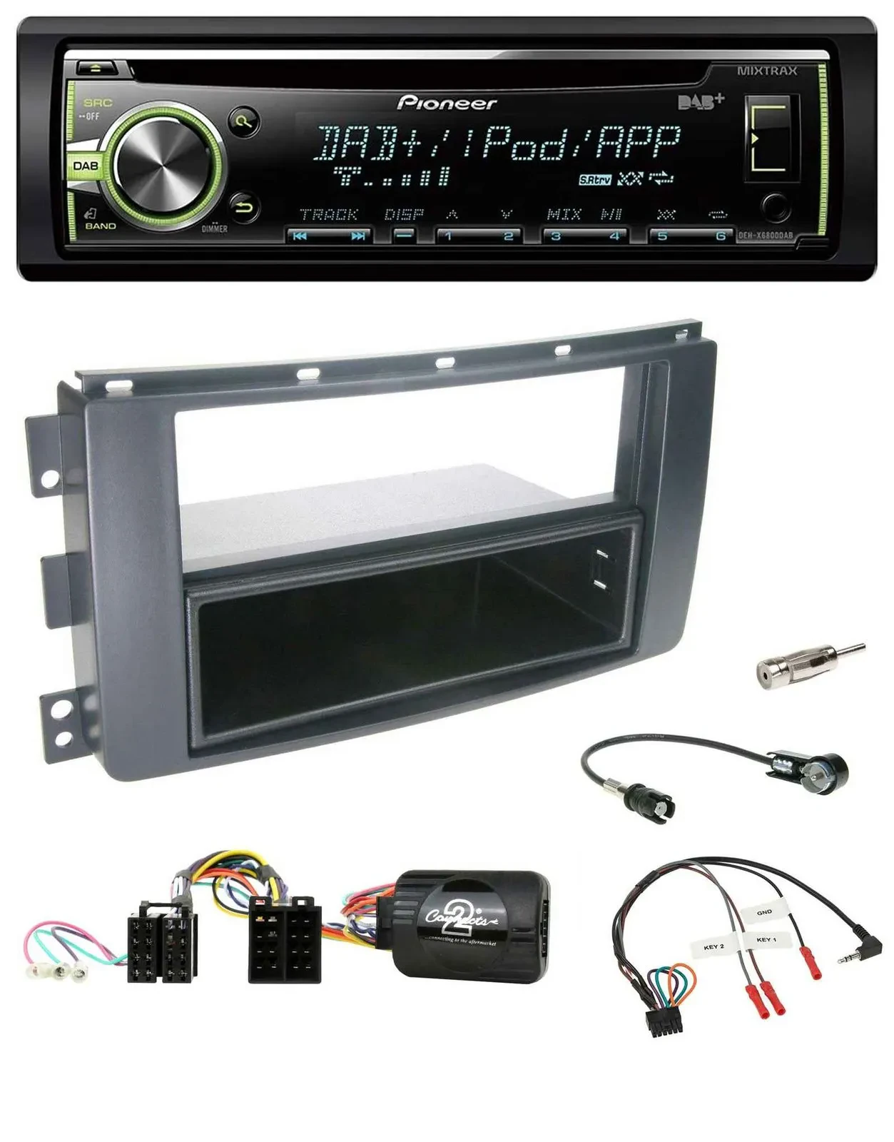 Автомагнитола для Smart ForFour 2004–2006 Pioneer DAB, CD, USB, MP3, черная, совместима с кнопками на руле