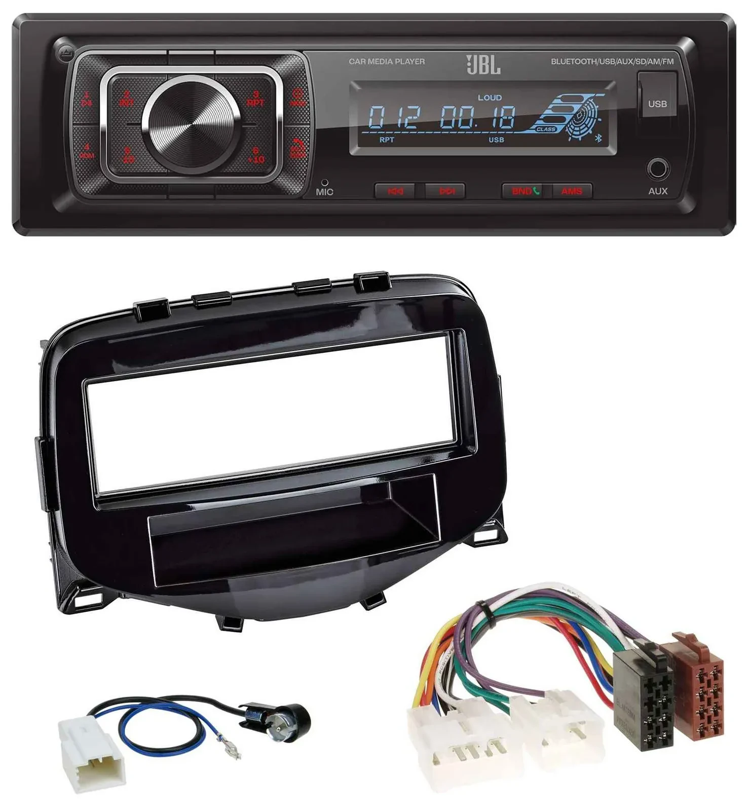 Автомагнитола для Toyota Aygo (2014–2021) JBL SD, AUX, MP3, USB, Bluetooth