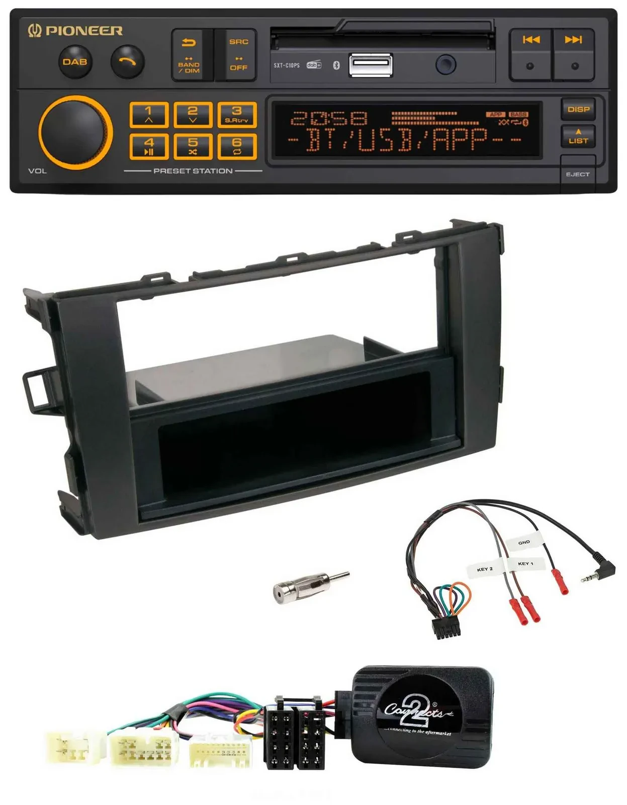 Автомагнитола Pioneer DAB USB Bluetooth для Toyota Auris 2007–2011 черная